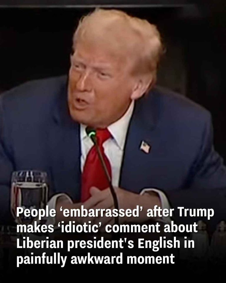 People ‘embarrassed’ after Trump makes ‘idiotic’ comment about Liberian president’s English in painfully awkward moment