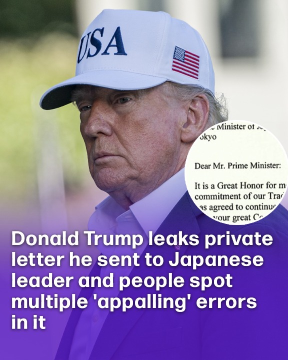 Donald Trump leaks private letter he sent to Japanese leader and people spot multiple ‘appalling’ errors in it