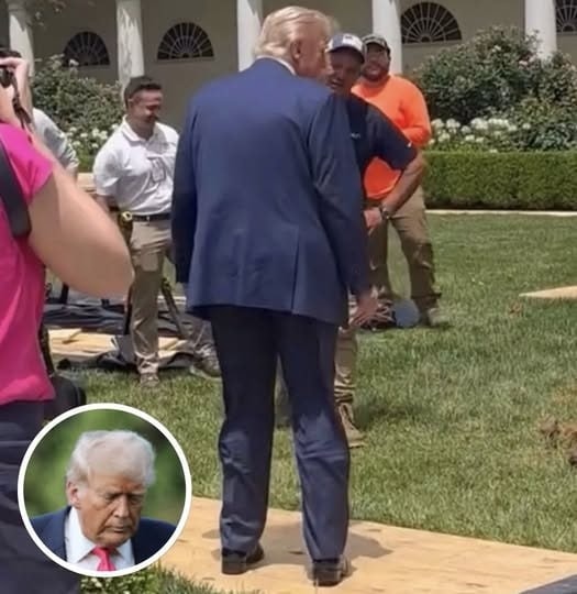 Small detail in White House Rose Garden photo of Trump leaves people buzzing.