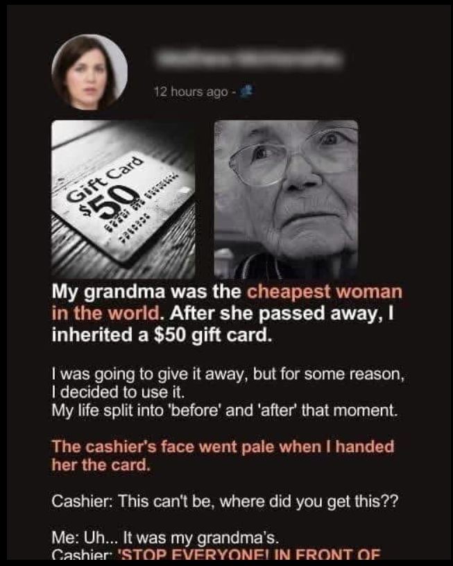 MY GRANDMA WAS THE CHEAPEST WOMAN