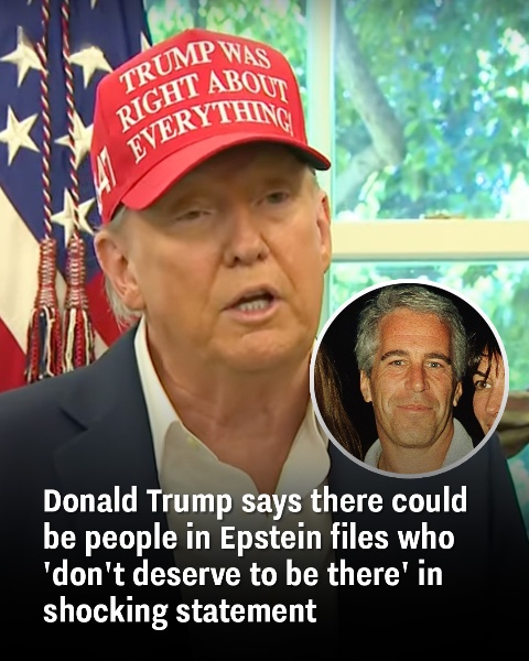 Donald Trump claims some names in the Epstein files “shouldn’t be included,” making a startling statement