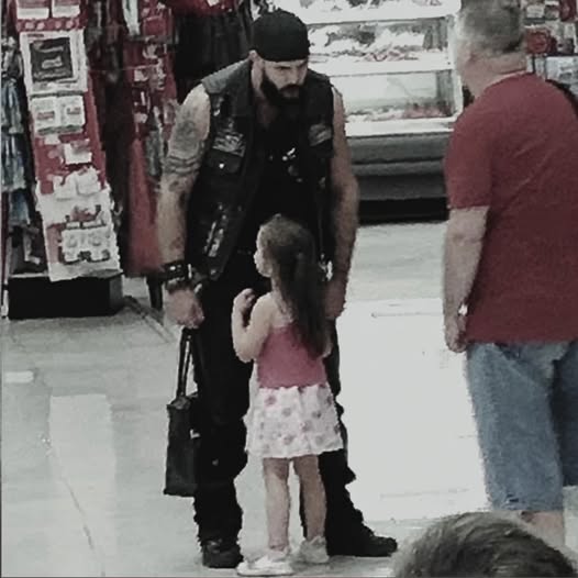 At Walmart, a Quiet Little Girl Bolted Toward a Tough-Looking Biker Because She Recognized His Secret
