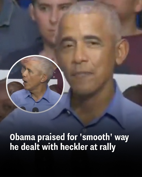 Obama earns praise for his calm response to a heckler during a rally