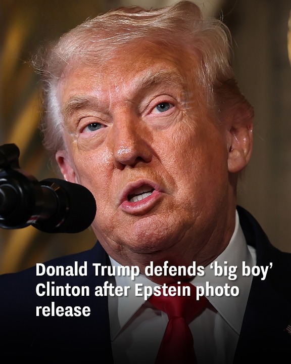 Donald Trump defends ‘big boy’ Clinton after Epstein photo release